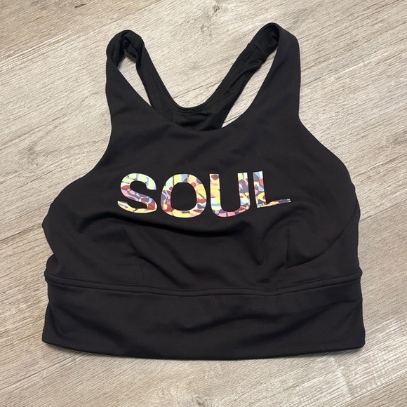 lululemon athletica Black Sports Bra with Multicolor Lettering - Picture 3 of 4